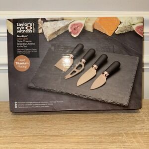 Taylor's Eye Witness Rose Gold‎ Brooklyn Slate Cheese Board & 4pc Cheese Knife